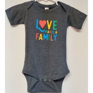 Pride LGBTQ Baby 12-18 Months One Piece Rainbow Love Makes A Family Infant-New